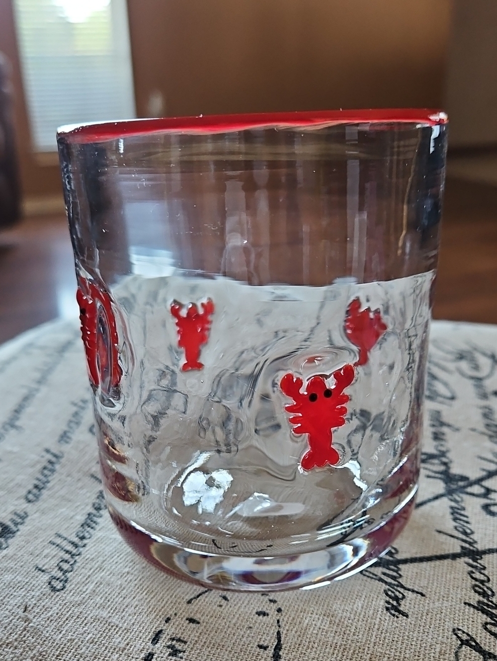 Clear Glass Tumbler with Red Lobster Accent